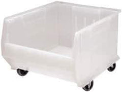 Quantum Storage - 125 Lb. Load Capacity, 23-7/8" Deep, Clear Polypropylene Hopper Stacking Bin - 12" High x 18-1/4" Wide x 23-7/8" Long - USA Tool & Supply