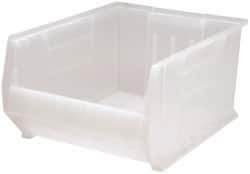 Quantum Storage - 125 Lb. Load Capacity, 23-7/8" Deep, Clear Polypropylene Hopper Stacking Bin - 12" High x 18-1/4" Wide x 23-7/8" Long - USA Tool & Supply