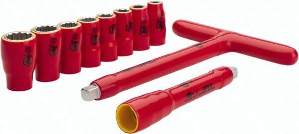Wiha - 10 Piece 3/8" Drive Socket Set - 12 Points, 8mm to 19mm Range, Metric Measurement Standard - USA Tool & Supply