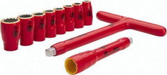 Wiha - 10 Piece 3/8" Drive Socket Set - 12 Points, 8mm to 19mm Range, Metric Measurement Standard - USA Tool & Supply