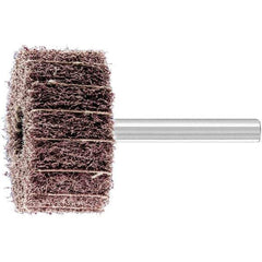 PFERD - 1-1/2" Diam x 3/4" Face Width, Aluminum Oxide Nonwoven Mounted Flap Wheel - 1/4" Shank Mount, 100 Grit, 15,000 Max RPM - USA Tool & Supply