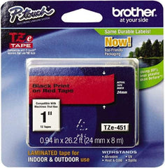 Brother - 1" Wide, Red Tape Cassette - For Label Maker - USA Tool & Supply