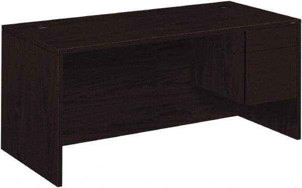 Hon - Woodgrain Laminate Right Pedestal Desk - 66" Wide x 30" Deep x 29-1/2" High, Mahogany - USA Tool & Supply