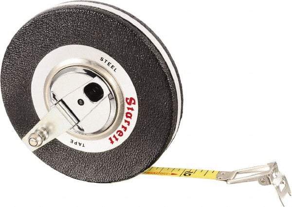 Starrett - 50' x 3/8" Yellow Blade Tape Measure - 1/8" Graduation, L1 Graduation Style, Black Case - USA Tool & Supply