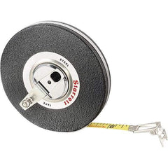 Starrett - 100' x 3/8" Yellow Blade Tape Measure - 1/8" Graduation, L1 Graduation Style, Black Case - USA Tool & Supply