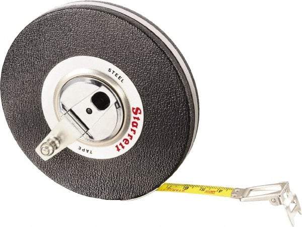 Starrett - 98' x 3/8" Yellow Blade Tape Measure - 1mm Graduation, L8 Graduation Style, Black Case - USA Tool & Supply