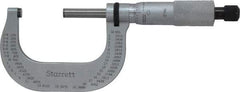 Starrett - 1 to 2" Range, 0.0001" Graduation, Mechanical Outside Micrometer - Ratchet Stop Thimble, Accurate to 0.00005" - USA Tool & Supply