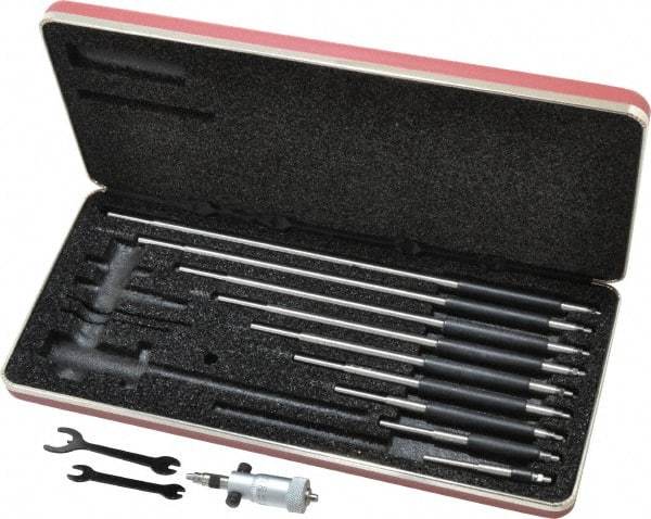 Starrett - 50 to 300mm, Mechanical Inside Micrometer Set - 0.01mm Graduation, Friction Thimble - USA Tool & Supply
