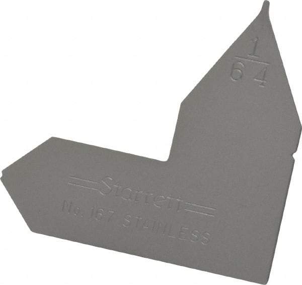 Starrett - 1/64 Inch Radius Gage - Satin Chrome Finish, Stainless Steel - USA Tool & Supply