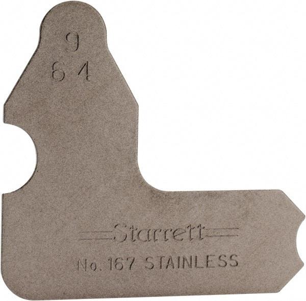 Starrett - 9/64 Inch Radius Gage - Satin Chrome Finish, Stainless Steel - USA Tool & Supply