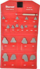 Starrett - 19 Piece, 0.35 to 1/2 Inch Radius, Stainless Steel Radius Gage Set - Satin Chrome Coated - USA Tool & Supply