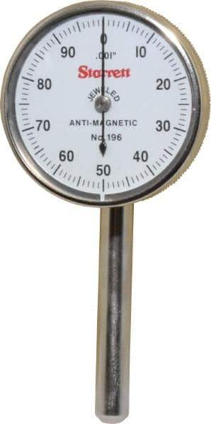 Starrett - 4 Piece, 0.2" Max Measuring, 1-7/16" Dial Diam, 0-100 Dial Reading, White Dial Test Indicator Kit - 0.001" Dial Graduation - USA Tool & Supply