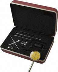 Starrett - 10 Piece, 2.5mm to 5mm Measuring Range, 1-7/16" Dial Diam, 0-100 Dial Reading, Yellow Dial Test Indicator Kit - 0.02mm Dial Graduation - USA Tool & Supply