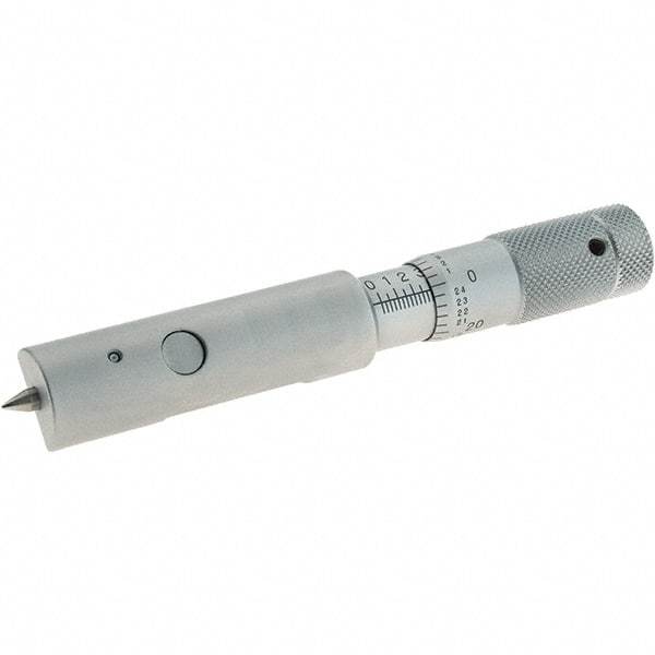 Starrett - 0.01mm Graduation, Satin Chrome Coated Stainless Steel, Mechanical Can Seam Micrometer - 5mm Throat Depth, Includes Plastic Case - USA Tool & Supply