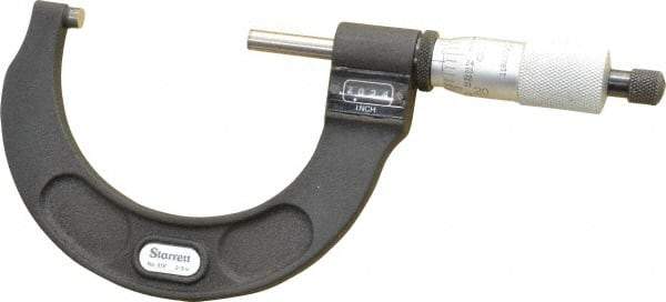 Starrett - 2 to 3" Range, 0.0001" Graduation, Mechanical Outside Micrometer - Ratchet Stop Thimble, Accurate to 0.00005", Digital Counter - USA Tool & Supply