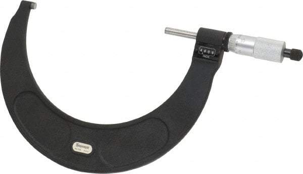 Starrett - 5 to 6" Range, 0.0001" Graduation, Mechanical Outside Micrometer - Ratchet Stop Thimble, Accurate to 0.0001", Digital Counter - USA Tool & Supply