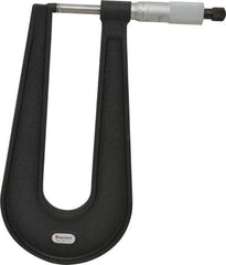 Starrett - 0 to 1" Range, 0.001" Graduation, Mechanical Outside Micrometer - Ratchet Stop Thimble, 6" Throat Depth, Accurate to 0.0001" - USA Tool & Supply