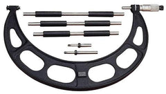 Starrett - Mechanical, 0 to 100 mm Range, Interchangeable Anvil Micrometer - Ratchet Stop Thimble, 0.01 mm Graduation - USA Tool & Supply