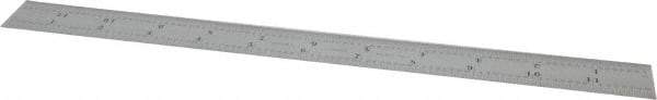 Starrett - 12" Long, 1/64, 1/50, 1/32, 1/10" Graduation, Flexible Steel Rule - 3R Graduation Style, 1" Wide, Silver, Satin Chrome Finish - USA Tool & Supply