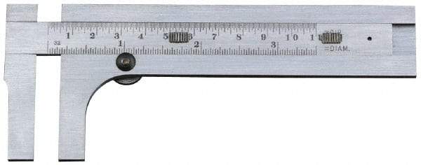 Starrett - 0 to 3-1/2" Stainless Steel Vernier Caliper - 1/32" Graduation, 1-3/8" Jaw Depth, 0.001" Accuracy, Thumb Lock - USA Tool & Supply
