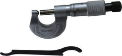 Starrett - Mechanical, 0 to 1/2 Inch Measurement, Satin Chrome Finish Carbide Face Ball Anvil Micrometer - 0.001 Inch Graduation, Ratchet Stop Thimble - USA Tool & Supply