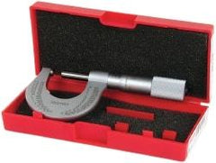 Starrett - Mechanical, 0 to 1 Inch Measurement, Satin Chrome Finish Carbide Face Ball Anvil Micrometer - 0.001 Inch Graduation - USA Tool & Supply