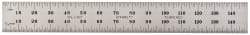 Starrett - 150mm Long, 0.5, 1mm Graduation, Flexible Spring Steel Rule - Metric Graduation Style, 3/4" Wide, Silver, Satin Chrome Finish - USA Tool & Supply