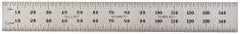 Starrett - 150mm Long, 0.5, 1mm Graduation, Flexible Spring Steel Rule - Metric Graduation Style, 3/4" Wide, Silver, Satin Chrome Finish - USA Tool & Supply