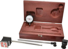Starrett - 0.0005" Graduation, 1/8" Max Meas, 0-25-0 Dial Reading, Dial Indicator & Base Kit - 1-15/16" Base Length x 1-5/8" Base Width x 1-7/8" Base Height - USA Tool & Supply