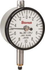 Starrett - 0.05" Range, 0-10-0 Dial Reading, 0.0005" Graduation Dial Drop Indicator - 1-1/4" Dial, 0.02" Range per Revolution - USA Tool & Supply