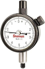 Starrett - 0.025" Range, 0-5-0 Dial Reading, 0.0001" Graduation Dial Drop Indicator - 1-11/16" Dial, 0.01" Range per Revolution - USA Tool & Supply