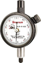 Starrett - 0.025" Range, 0-10 (Continuous), 0-5-0 (Balanced) Dial Reading, 0.0001" Graduation Dial Drop Indicator - 1-11/16" Dial, 0.01" Range per Revolution, Revolution Counter - USA Tool & Supply