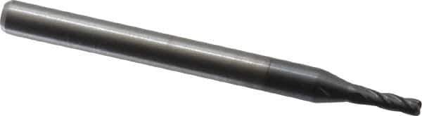 Accupro - 1/16", 4 Flute, Single End, Solid Carbide, 0.015" Corner Radius End Mill - 1-1/2" OAL, 30° Helix, Right Hand Flute, 3/16" LOC, Right Hand Cut - USA Tool & Supply