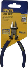 Irwin - 5" OAL, 16 AWG Capacity, Semi-Flush Diagonal Cutter - 3/4" Jaw Length x 13/16" Jaw Width, Tapered Head, Dipped Vinyl Handle - USA Tool & Supply