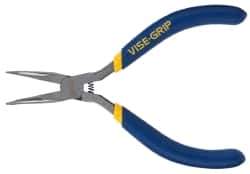 Irwin - 5" Long, 1-1/4" Jaw Length Smooth Jaw, Bent Nose Plier - Dipped Vinyl Handle - USA Tool & Supply