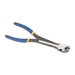 Irwin - 11" OAL, 1" Jaw Length x 1-1/8" Jaw Width, Long Nose Side Cutting Pliers - Serrated Jaw, Dipped Vinyl Handles, Diagonal Grip - USA Tool & Supply