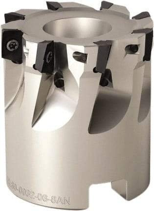 Seco - 10 Inserts, 1-1/2" Cut Diam, 1/2" Arbor Diam, 0.197" Max Depth of Cut, Indexable Square-Shoulder Face Mill - 90° Lead Angle, 1.378" High, XO.. 0602 Insert Compatibility, Through Coolant, Series Nano Turbo - USA Tool & Supply