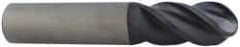 Accupro - 7/16" Diam, 1" LOC, 2 Flute Solid Carbide Ball End Mill - AlTiN Finish, Single End, 6" OAL, 7/16" Shank Diam, Spiral Flute - USA Tool & Supply