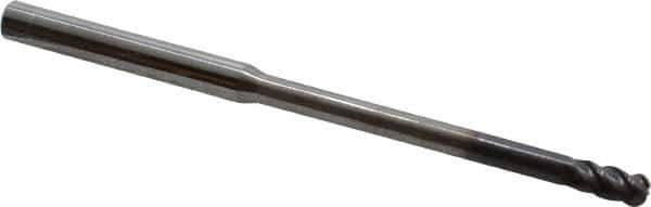 Accupro - 5mm Diam, 10mm LOC, 4 Flute Solid Carbide Ball End Mill - AlTiN Finish, Single End, 100mm OAL, 6mm Shank Diam, Spiral Flute - USA Tool & Supply