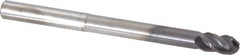 Accupro - 8mm Diam, 14mm LOC, 4 Flute Solid Carbide Ball End Mill - AlTiN Finish, Single End, 100mm OAL, 8mm Shank Diam, Spiral Flute - USA Tool & Supply