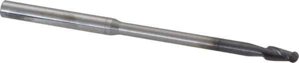 Accupro - 5mm Diam, 10mm LOC, 2 Flute Solid Carbide Ball End Mill - AlTiN Finish, Single End, 100mm OAL, 6mm Shank Diam, Spiral Flute - USA Tool & Supply