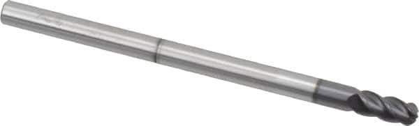 Accupro - 6mm Diam, 12mm LOC, 4 Flute Solid Carbide Ball End Mill - AlTiN Finish, Single End, 100mm OAL, 6mm Shank Diam, Spiral Flute - USA Tool & Supply
