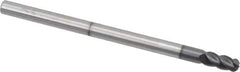 Accupro - 6mm Diam, 12mm LOC, 4 Flute Solid Carbide Ball End Mill - AlTiN Finish, Single End, 100mm OAL, 6mm Shank Diam, Spiral Flute - USA Tool & Supply