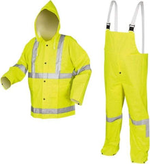 MCR Safety - Size XL, High Visibility Lime, Disposable Encapsulated Suit - Detachable Hood - USA Tool & Supply