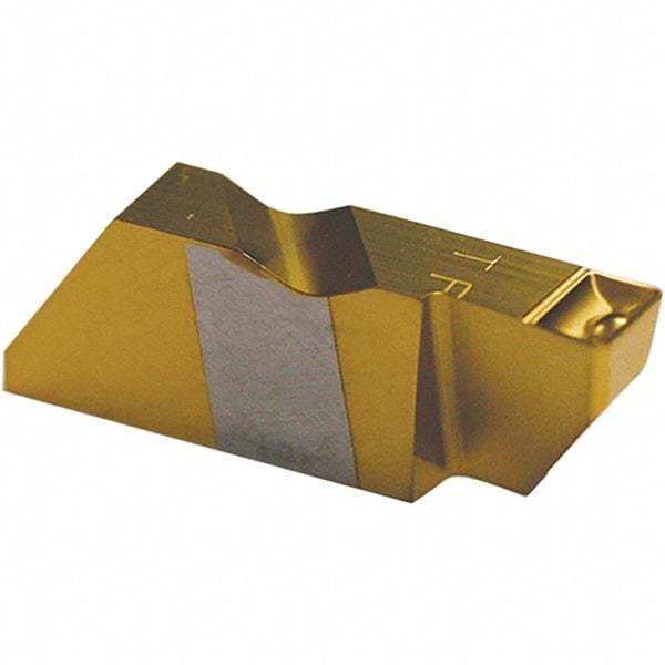 Tool-Flo - 3125FLFD Grade GP50, 3.18mm Cutting Width Carbide Grooving Insert - 0.27" Max Depth of Cut, Right Hand, 0.005 to 0.01" Corner Radius, TiN Finish - USA Tool & Supply