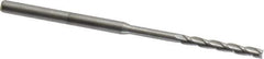 Accupro - 0.095", 3/4" LOC, 1/8" Shank Diam, 2-1/2" OAL, 3 Flute, Solid Carbide Square End Mill - Single End, Uncoated, Spiral Flute, 30° Helix, Centercutting, Series Miniature - USA Tool & Supply