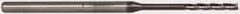 Accupro - 0.075", 1/2" LOC, 1/8" Shank Diam, 2-1/2" OAL, 3 Flute, Solid Carbide Square End Mill - Single End, AlTiN Finish, Spiral Flute, 30° Helix, Centercutting, Series Miniature - USA Tool & Supply
