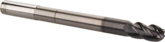 Accupro - 1/2" Diam, 1" LOC, 4 Flute Solid Carbide Ball End Mill - AlTiN Finish, Single End, 6" OAL, 1/2" Shank Diam, Spiral Flute - USA Tool & Supply