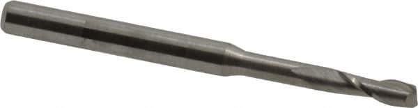 Accupro - 3/32", 9/32" LOC, 1/8" Shank Diam, 1-1/2" OAL, 2 Flute, Solid Carbide Square End Mill - Single End, Uncoated, Spiral Flute, 30° Helix, Centercutting, Right Hand Cut, Right Hand Flute - USA Tool & Supply