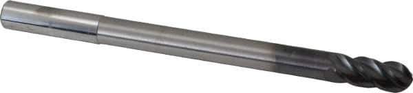 Accupro - 7/16" Diam, 1" LOC, 4 Flute Solid Carbide Ball End Mill - AlTiN Finish, Single End, 6" OAL, 7/16" Shank Diam, Spiral Flute - USA Tool & Supply